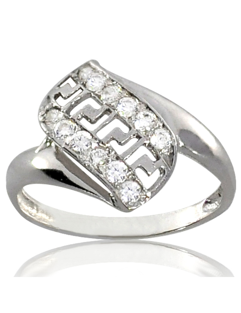 SREBRNY PIERŚCIONEK WZÓR GRECKI Z CYRKONIAMI PR. 925