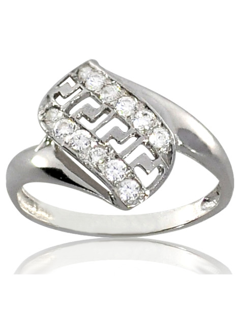 SREBRNY PIERŚCIONEK WZÓR GRECKI Z CYRKONIAMI PR. 925