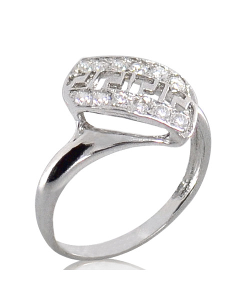 SREBRNY PIERŚCIONEK WZÓR GRECKI Z CYRKONIAMI PR. 925