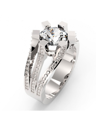 OKAZAŁY PIERŚCIONEK Z CYRKONIAMI ZE SREBRA PR. 925