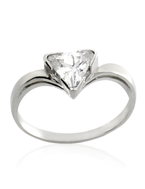 SPICZASTY PIERŚCIONEK Z TRÓJKĄTNĄ CYRKONIĄ ZE SREBRA PR. 925