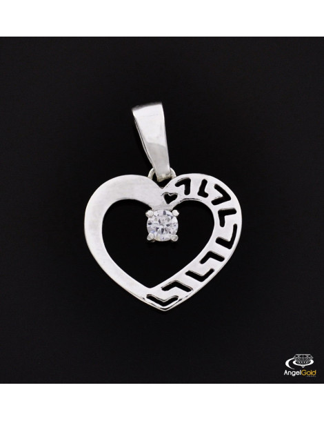 SREBRNY WISIOR SERDUSZKO WZÓR GRECKI Z CYRKONIĄ PR. 925