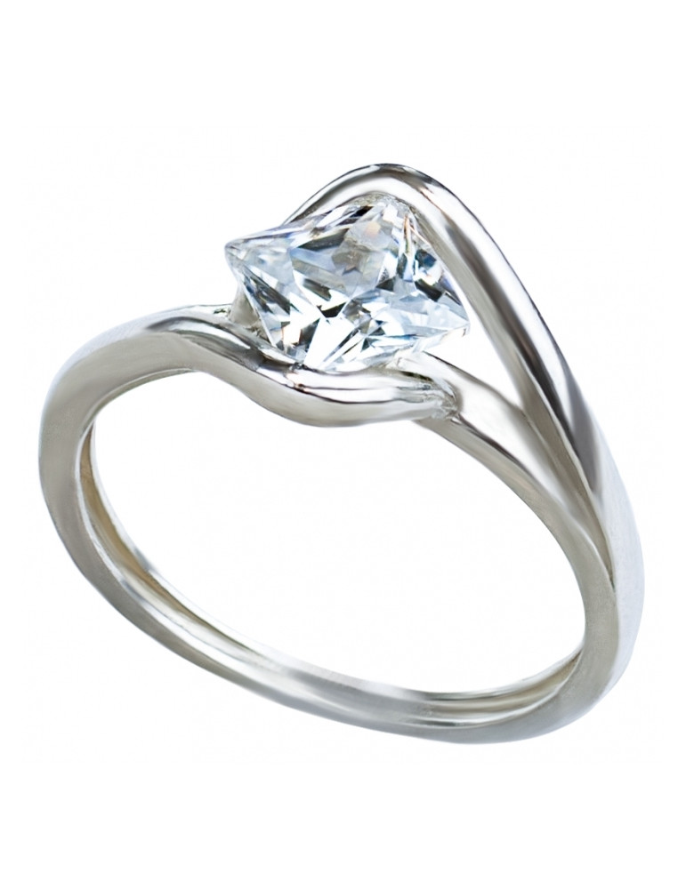 NOWOCZESNY PIERŚCIONEK ZARĘCZNYNOWY Z KWADRATOWĄ CYRKONIĄ PRÓBA 925