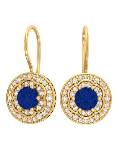 ZŁOTE KOLCZYKI KÓŁKA Z SZAFIRAMI PR. 585