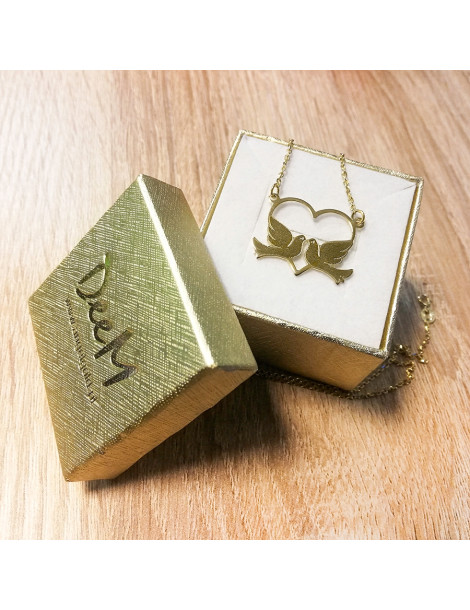 ZŁOTY WISIOREK SERCE Z GOŁĄBKAMI DLA ZAKOCHANYCH PR. 585