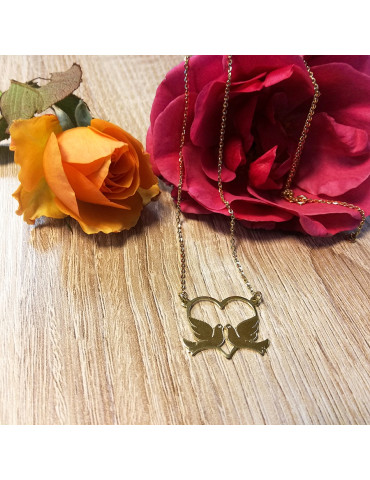 ZŁOTY WISIOREK SERCE Z GOŁĄBKAMI DLA ZAKOCHANYCH PR. 585