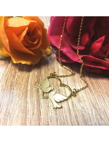 ZŁOTY WISIOREK SERCE Z GOŁĄBKAMI DLA ZAKOCHANYCH PR. 585