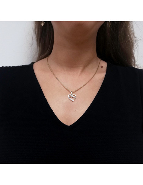 ZŁOTY WISIOREK SERCE ZNAK NIESKOŃCZONOŚCI INFINITY Z CYRKONIAMI PR. 333