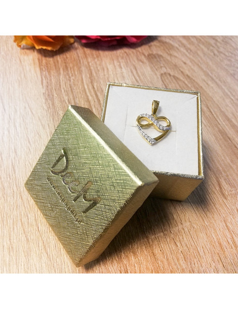 ZŁOTY WISIOREK SERCE ZNAK NIESKOŃCZONOŚCI INFINITY Z CYRKONIAMI PR. 333