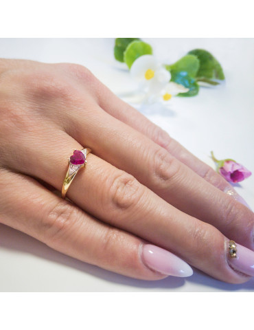 ZŁOTY PIERŚCIONEK ZARĘCZYNOWY SERCE RUBIN PR. 585