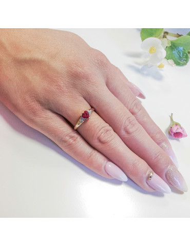 ZŁOTY PIERŚCIONEK ZARĘCZYNOWY SERCE RUBIN PR. 333