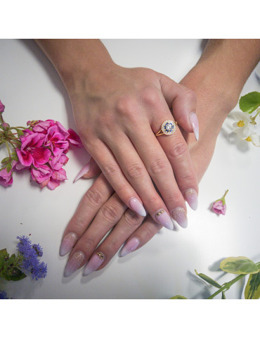 ZŁOTY PIERŚCIONEK OKRĄGŁY Z SZAFIRAMI PR. 585