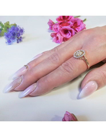 OKRĄGŁY PIERŚCIONEK Z CYRKONIAMI ZE ZŁOTA 585