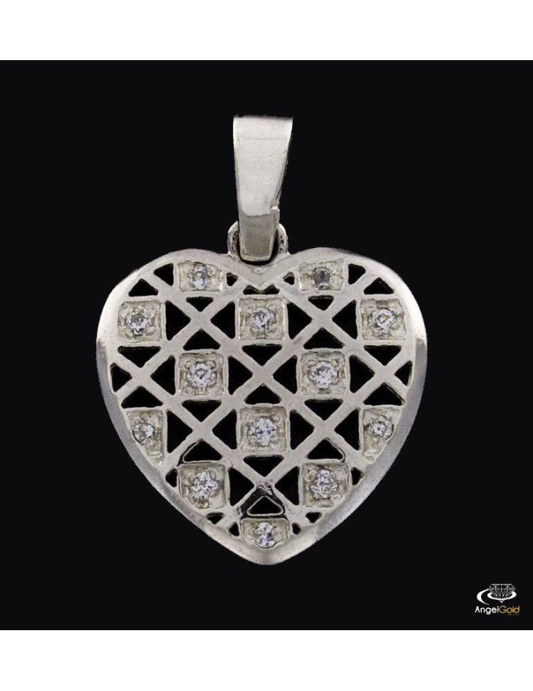 SREBRNY WISIOR SERDUSZKO AŻUROWE Z CYRKONIAMI PR. 925