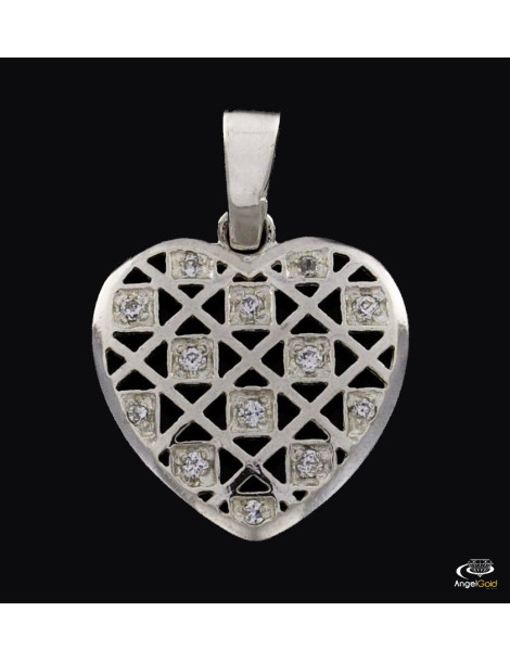 SREBRNY WISIOR SERDUSZKO AŻUROWE Z CYRKONIAMI PR. 925