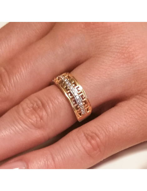 ZŁOTY AŻUROWY PIERŚCIONEK Z GRECKIM WZOREM PR. 333