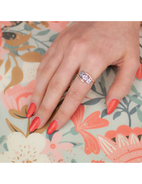 ZŁOTY PIERŚCIONEK KWIATKI PR. 585