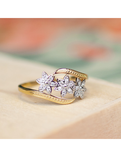 ZŁOTY PIERŚCIONEK KWIATKI PR. 585