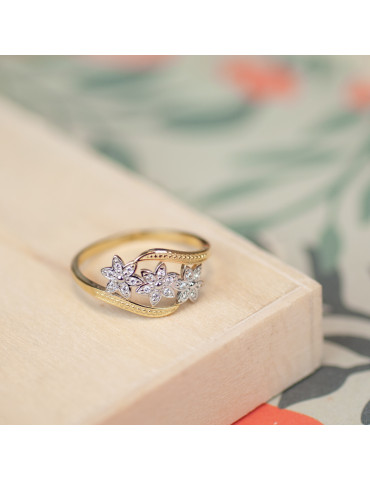 ZŁOTY PIERŚCIONEK KWIATKI PR. 585