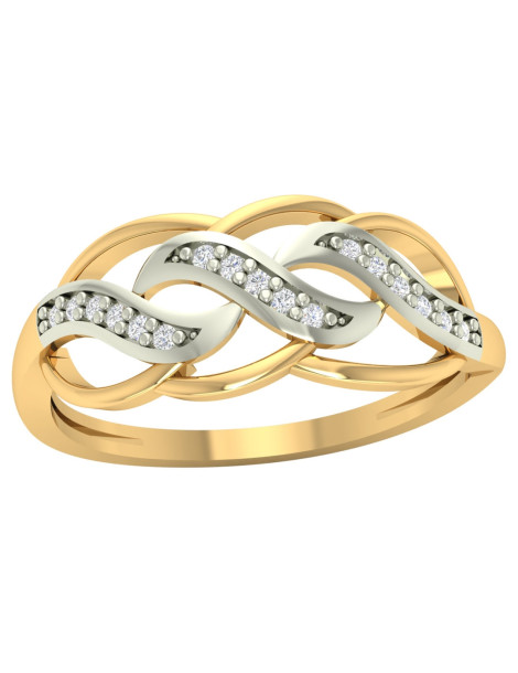 PIERŚCIONEK MORSKIE FALE ZE ZŁOTA 585 CYRKONIE RODOWANY