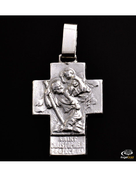 SREBRNY KRZYŻ DUŻY Z ŚWIĘTYM KRZYSZTOFEM PR. 925