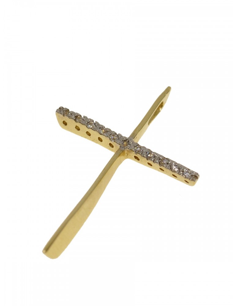 ZŁOTY KRZYŻYK OZDOBNY Z CYRKONIAMI PR. 585