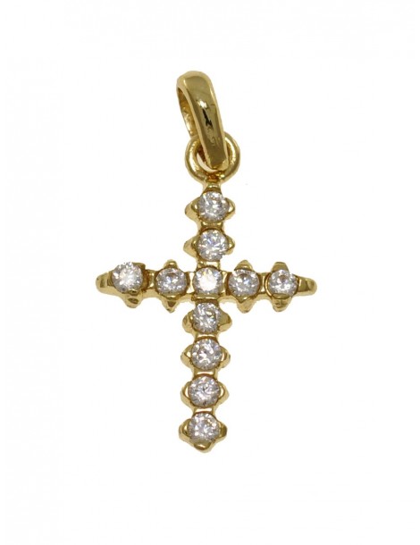 ZŁOTY KRZYŻYK OZDOBNY Z CYRKONIAMI PR. 585