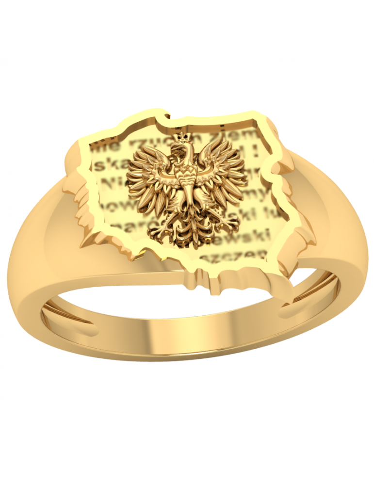 ZŁOTY SYGNET Z ORŁEM - ORZEŁ NA TLE MAPY - GODŁO POLSKI PR. 585 + GRAWER