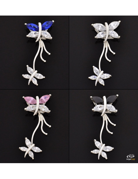 SREBRNY WISIOREK MOTYLEK Z CYRKONIAMI PR. 925 RÓŻNE KOLORY