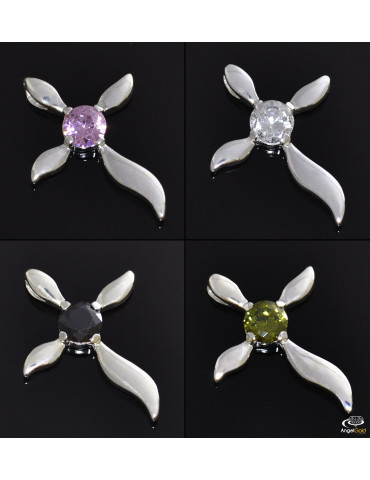 SREBRNY KRZYŻYK OZDOBNY Z CYRKONIĄ PR. 925 - RÓŻNE KOLORY