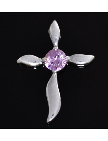 SREBRNY KRZYŻYK OZDOBNY Z CYRKONIĄ PR. 925 - RÓŻNE KOLORY