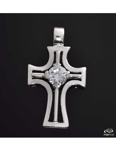 SREBRNY KRZYŻ OZDOBNY Z DUŻĄ CYRKONIĄ PR. 925
