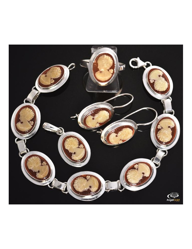 SREBRNY KOMPLET KAMEA Z DAMĄ PR. 925