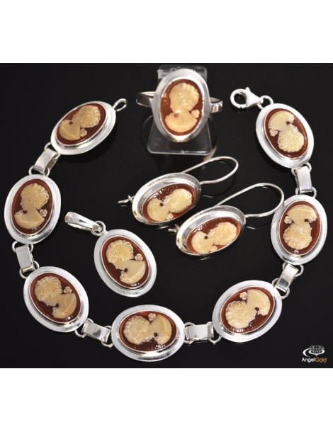 SREBRNY KOMPLET KAMEA Z DAMĄ PR. 925