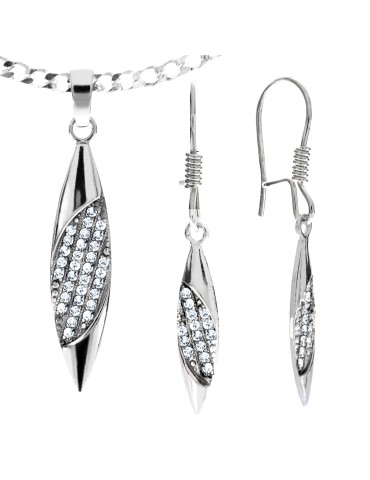 SREBRNY KOMPLET Z BIAŁYMI...