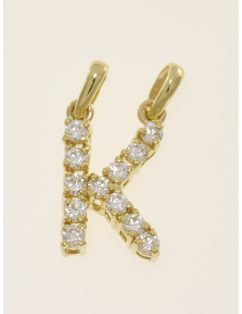 ZŁOTA LITERKA K Z CYRKONIAMI DUŻY WISIOREK ZE ZŁOTA PRÓBY 585