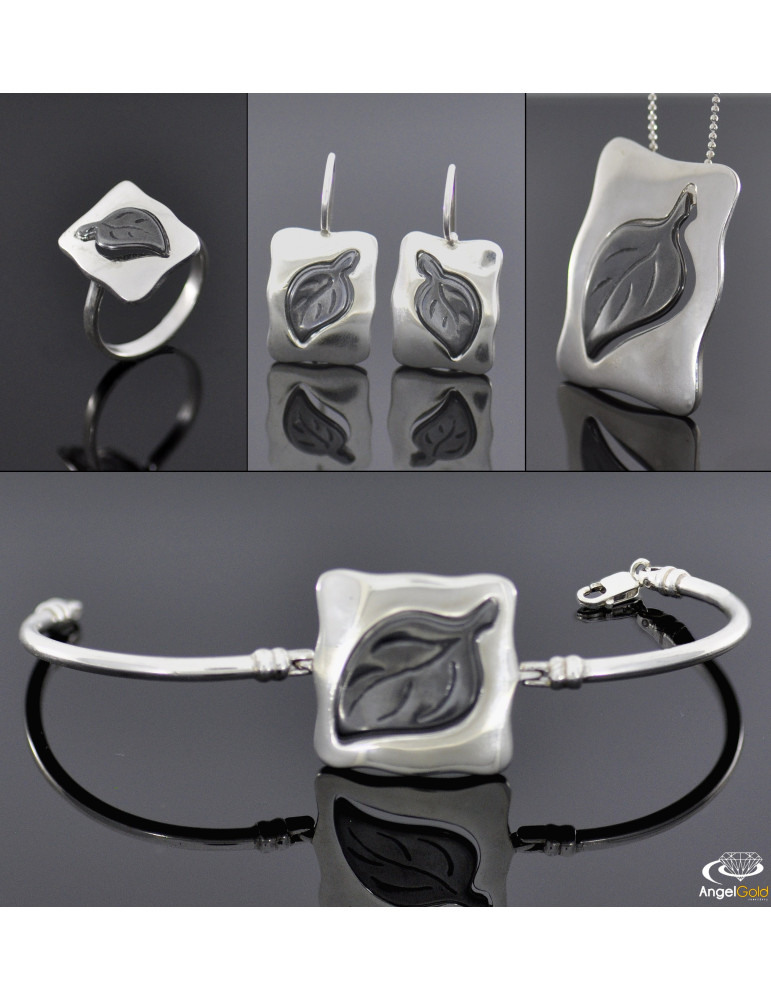 SREBRNY KOMPLET LISTKI PR. 925