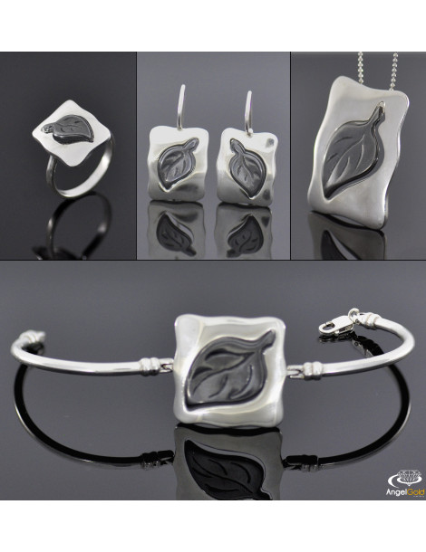 SREBRNY KOMPLET LISTKI PR. 925