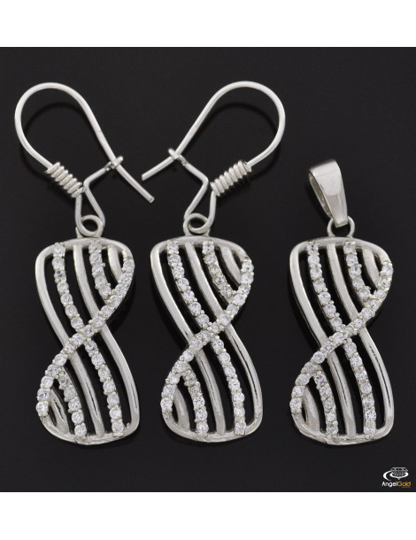 SREBRNY KOMPLET Z CYRKONIAMI PR. 925