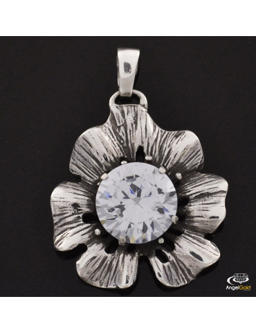 SREBRNY WISIOREK DUŻY KWIAT Z CYRKONIĄ PR. 925