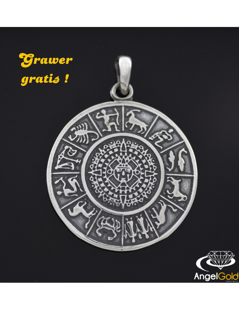 SREBRNY WISIOREK KALENDARZ AZTEKÓW PR. 925 + GRAWER GRATIS!
