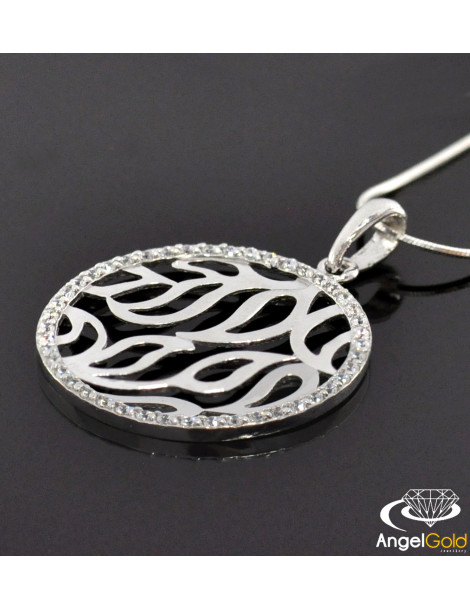 SREBRNY WISIOREK AŻUROWE KÓŁKO Z CYRKONIAMI PR. 925