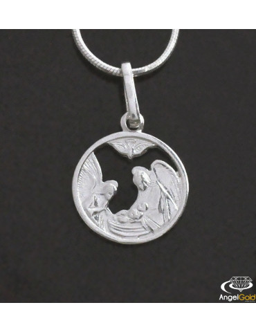 SREBRNY MEDALIK Z ANIOŁKAMI NA CHRZEST PR. 925 + GRAWER GRATIS!