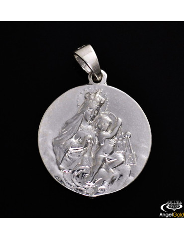 SREBRNY DWUSTRONNY MEDALIK SZKAPLERZ Z MATKĄ BOSKĄ I JEZUSEM PR. 925