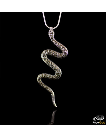 SREBRNY WISIOREK ŻMIJA Z MARKAZYTAMI PR. 925 WĄŻ