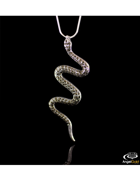 SREBRNY WISIOREK ŻMIJA Z MARKAZYTAMI PR. 925 WĄŻ
