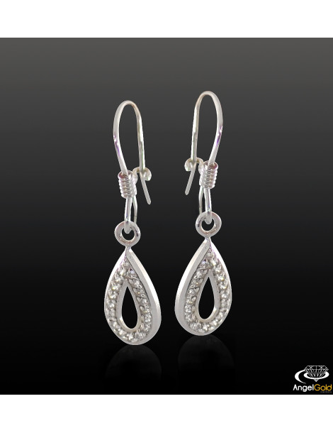 SREBRNE KOLCZYKI ŁEZKI NA BIGLU Z CYRKONIAMI PR. 925