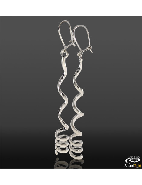 SREBRNE KOLCZYKI DŁUGIE SPRĘŻYNKI NA BIGLU