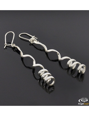 SREBRNE KOLCZYKI DŁUGIE SPRĘŻYNKI NA BIGLU