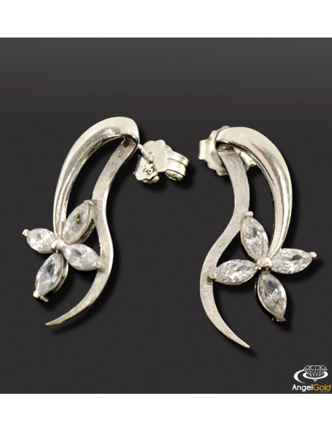 SREBRNY KOMPLET KWIATKI Z CYRKONIAMI PR. 925